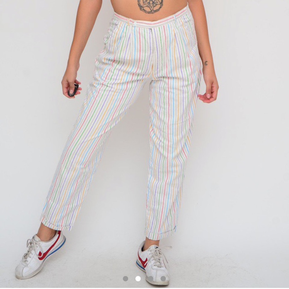 80s rainbow striped pants
